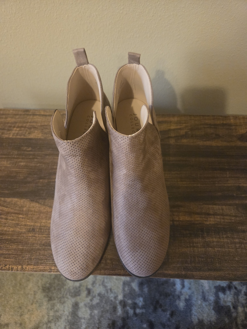 Women's Taupe Perforated Ankle Booties